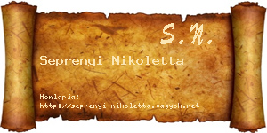 Seprenyi Nikoletta névjegykártya
