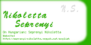 nikoletta seprenyi business card